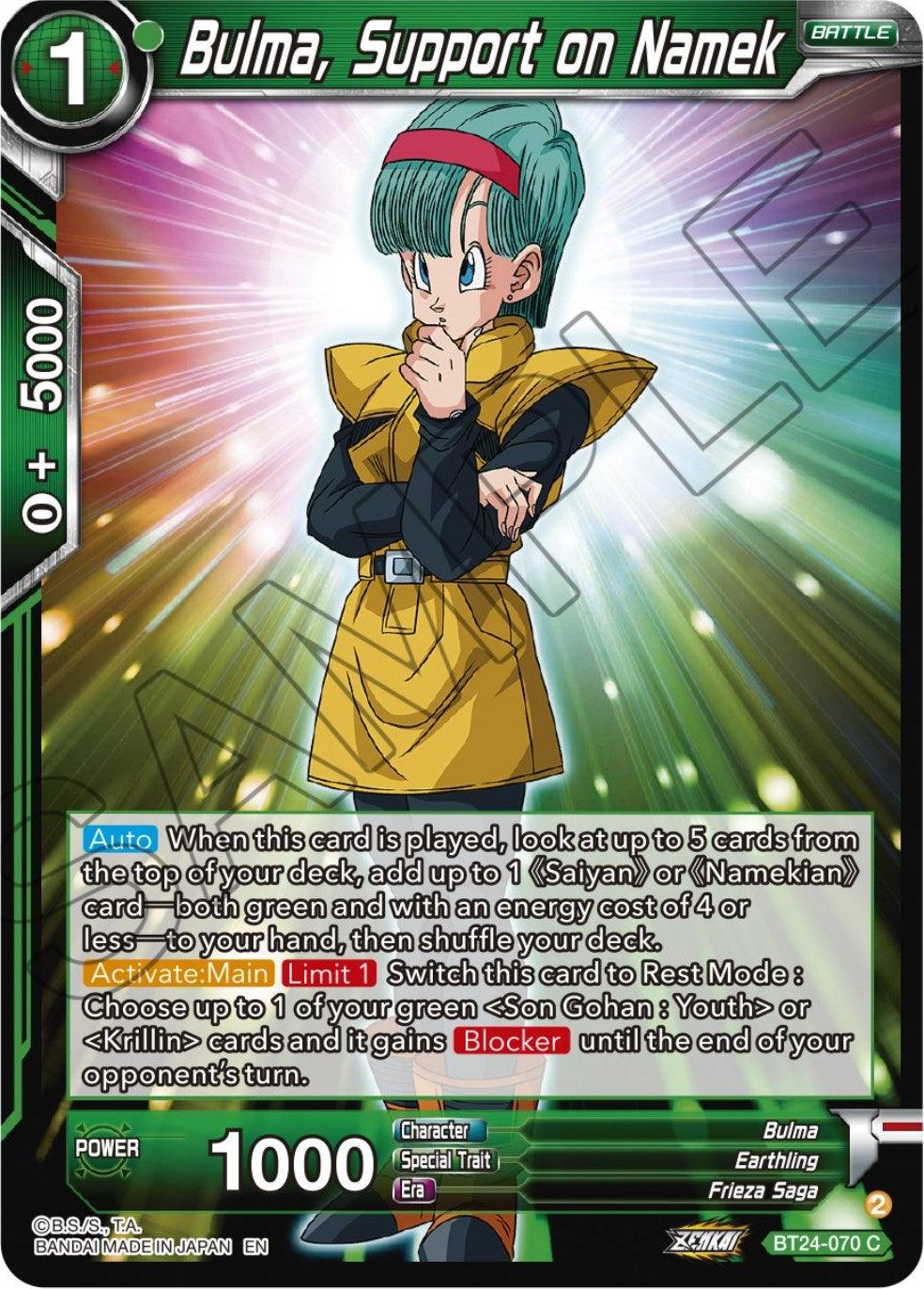 Bulma, Support on Namek (BT24-070) [Beyond Generations] - Josh's Cards