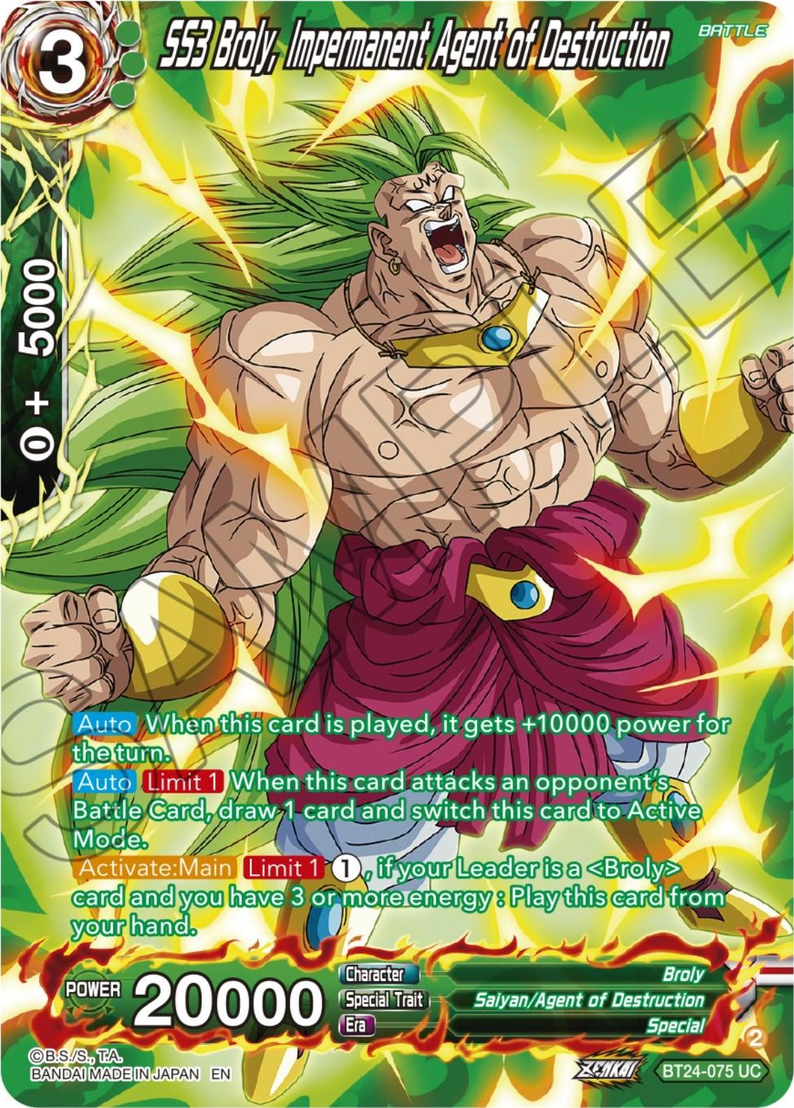 SS3 Broly, Impermanent Agent of Destruction (Collector Booster) (BT24-075) [Beyond Generations] - Josh's Cards