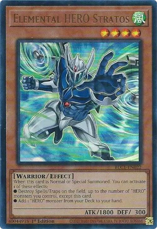 Elemental HERO Stratos (Alternate Art) [BLC1-EN022] Ultra Rare - Josh's Cards
