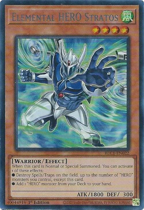 Elemental HERO Stratos (Alternate Art) (Silver) [BLC1-EN022] Ultra Rare - Josh's Cards
