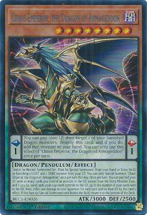 Chaos Emperor, the Dragon of Armageddon (Silver) [BLC1-EN026] Ultra Rare - Josh's Cards