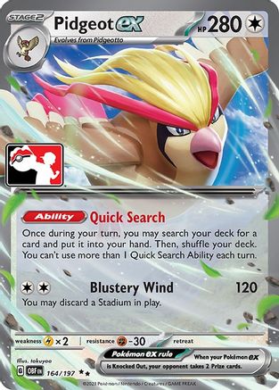 Pidgeot ex 164/197 - Prize Pack Series Cards Holofoil