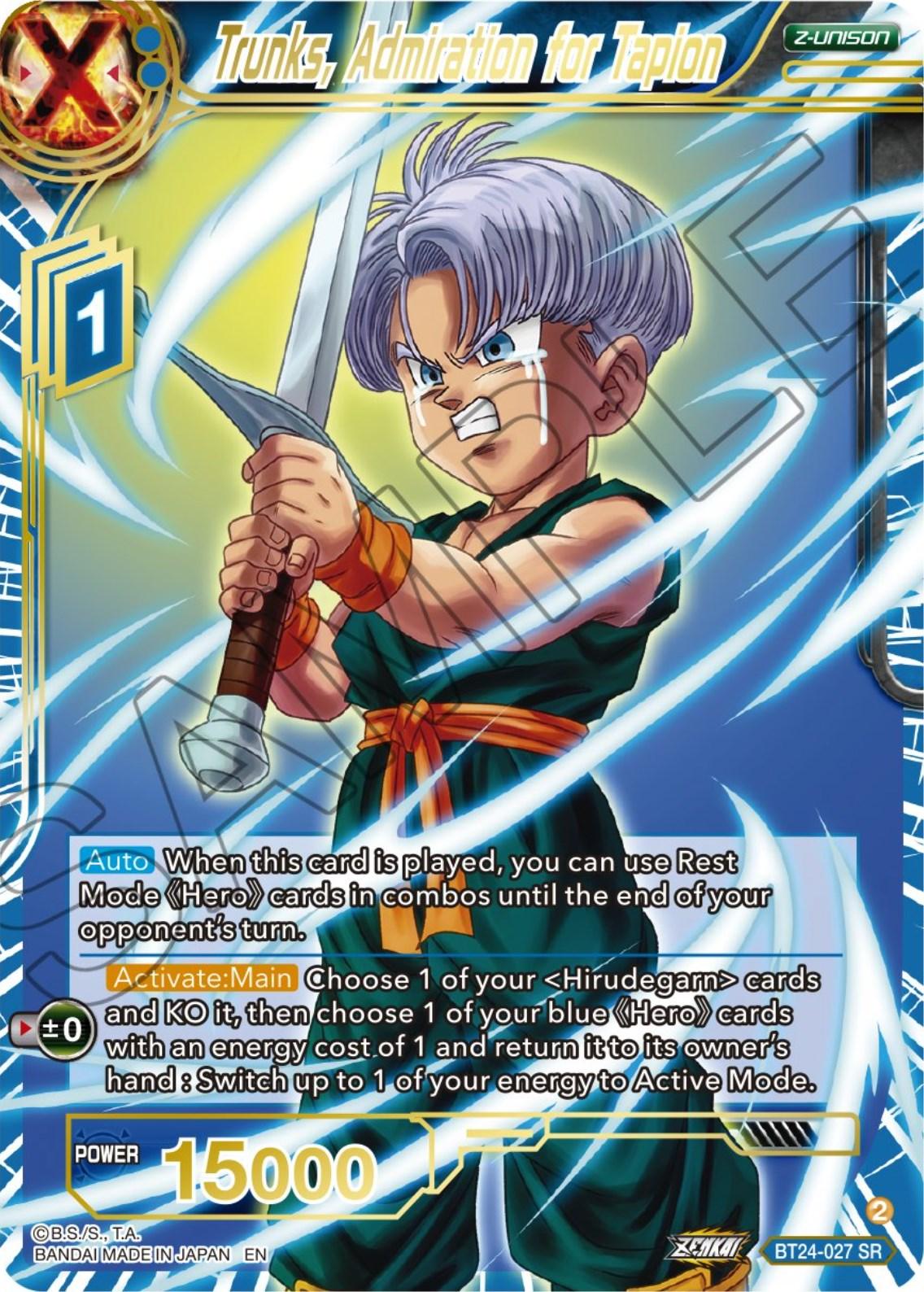 Trunks, Admiration of Tapion (BT24-027) [Beyond Generations] - Josh's Cards