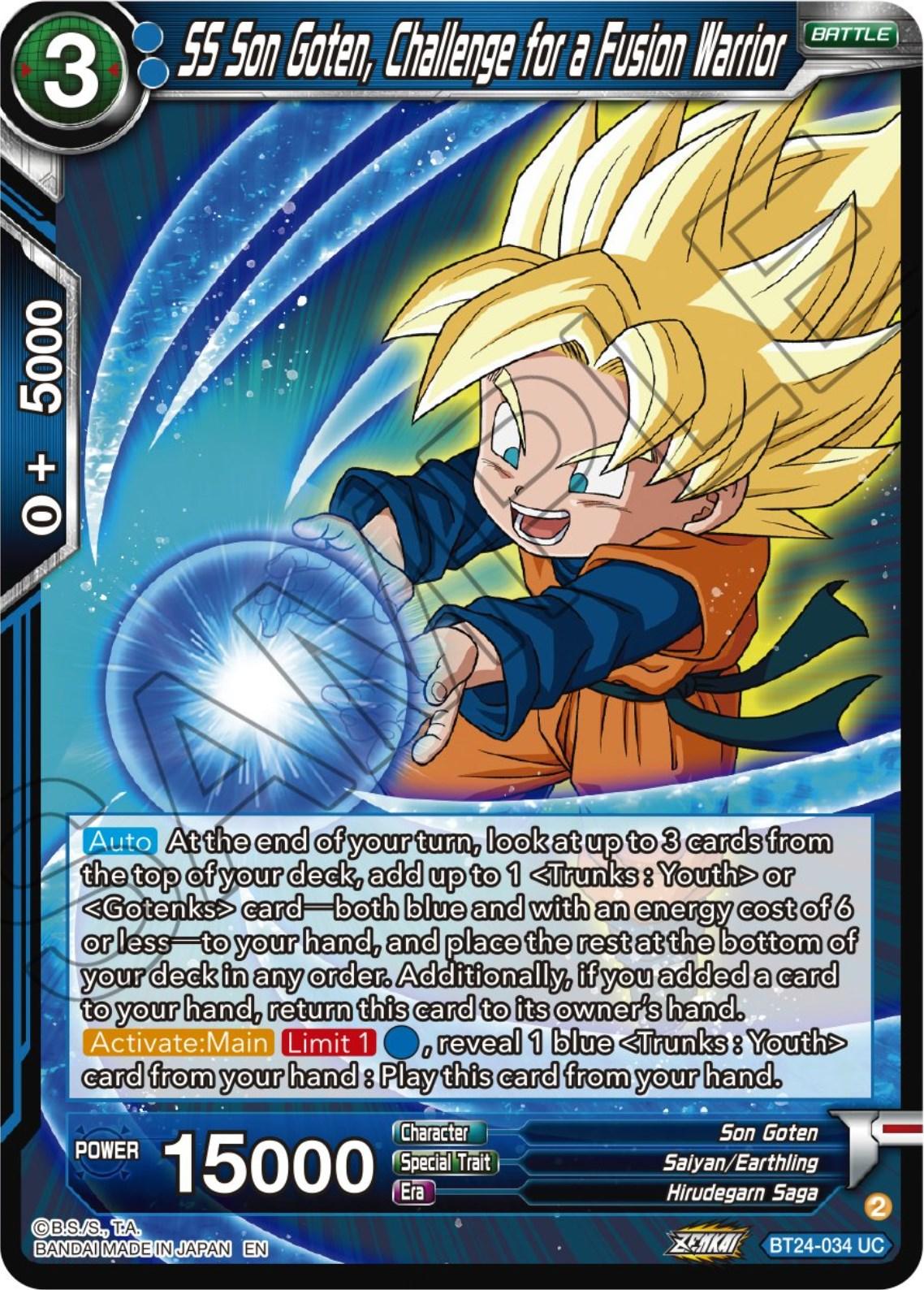 SS Son Goten, Challenge for a Fusion Warrior (BT24-034) [Beyond Generations] - Josh's Cards