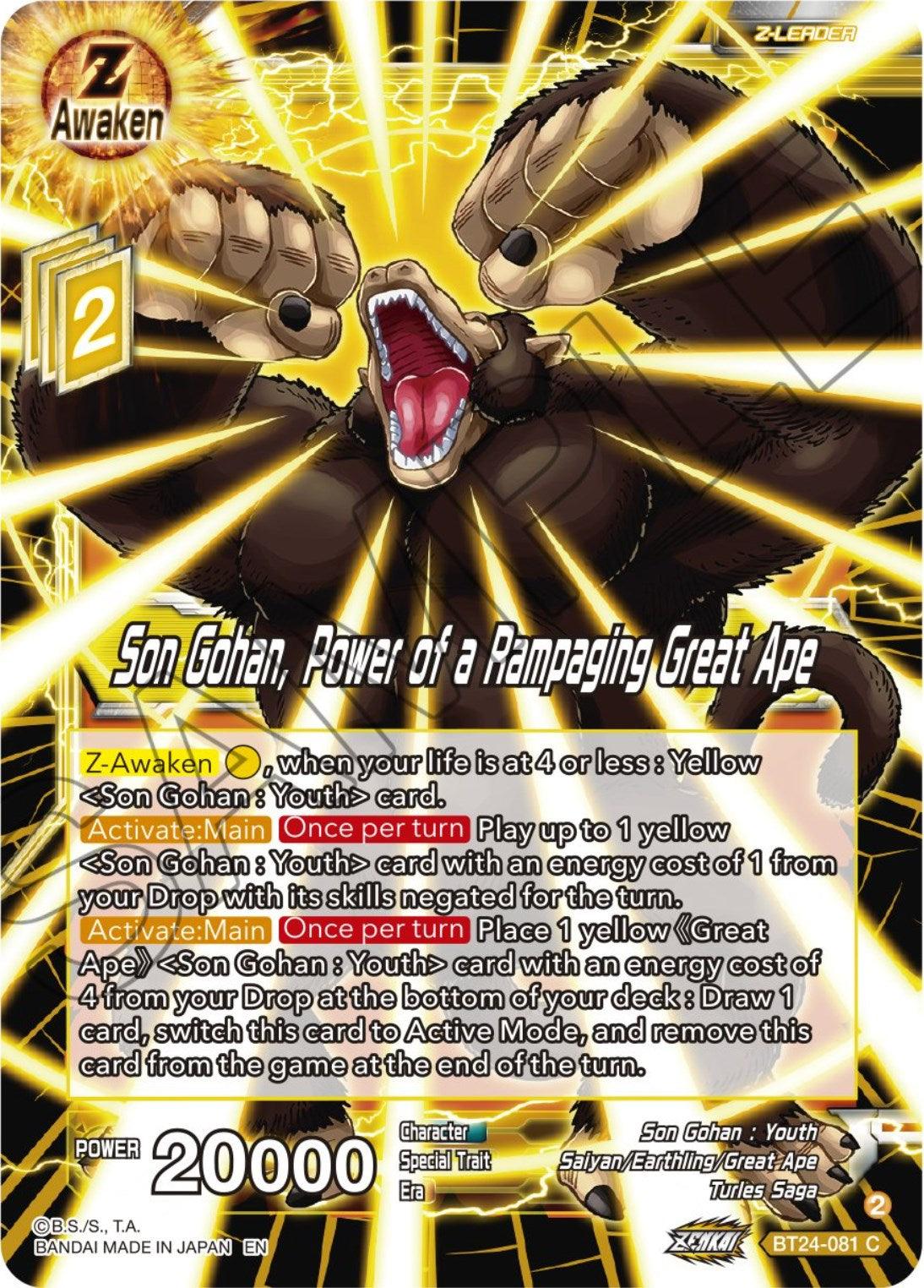 Son Gohan, Power of a Rampaging Great Ape (BT24-081) [Beyond Generations] - Josh's Cards