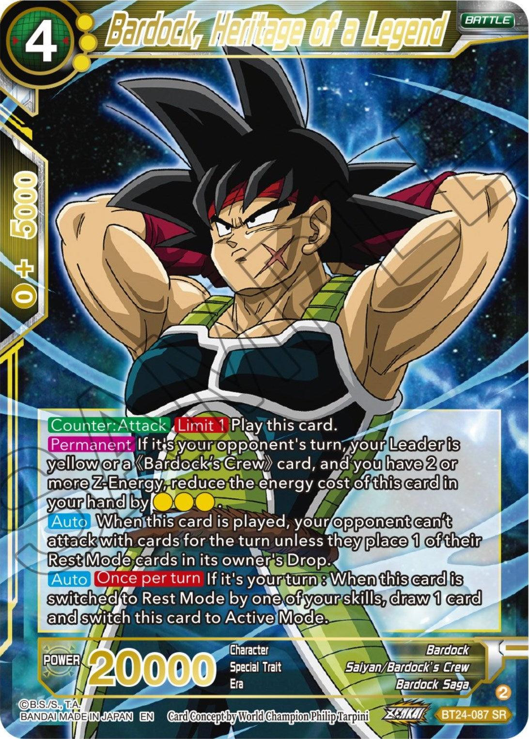 Bardock, Heritage of a Legend (BT24-087) [Beyond Generations] - Josh's Cards