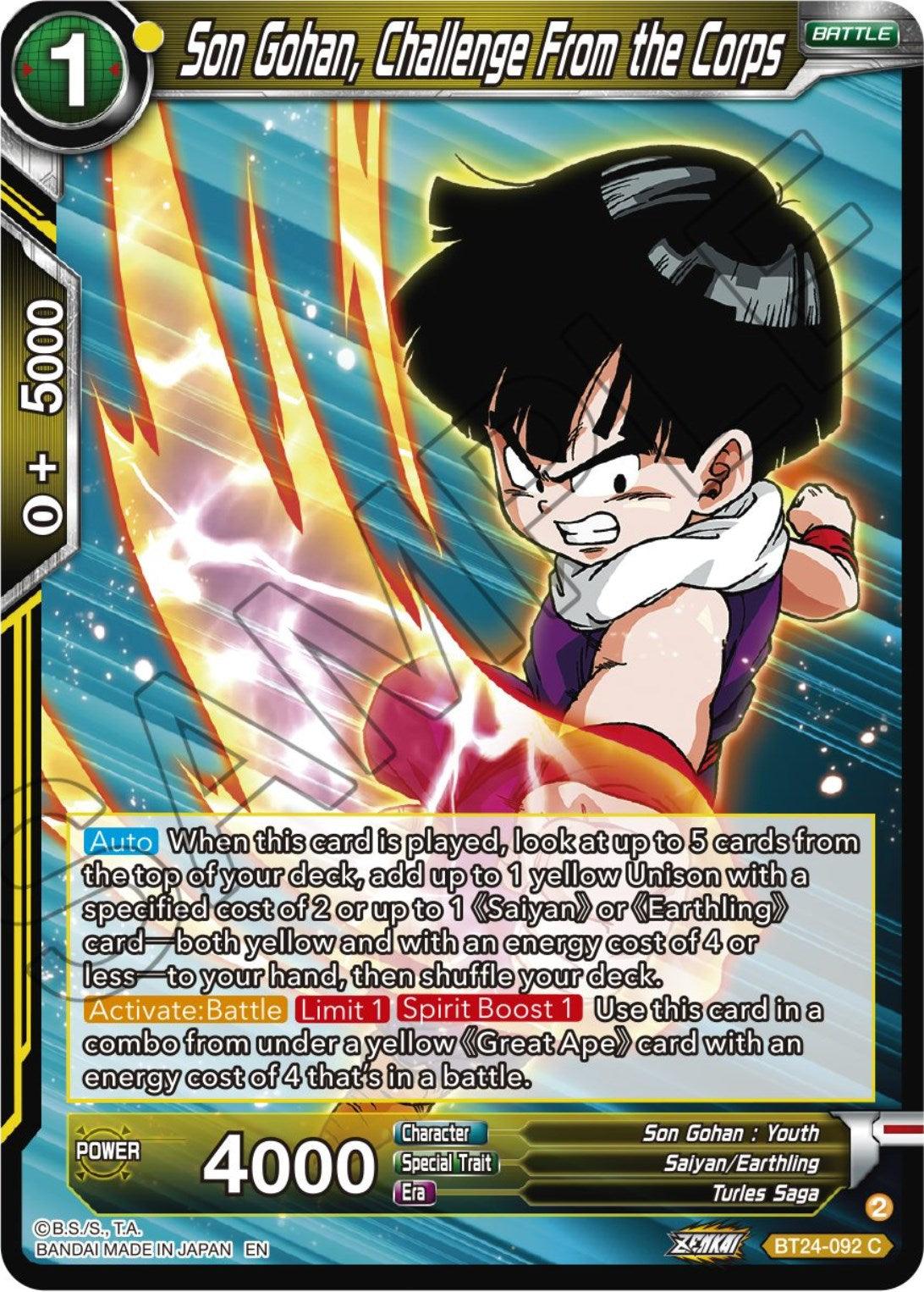 Son Gohan, Challenge From the Corps (BT24-092) [Beyond Generations] - Josh's Cards