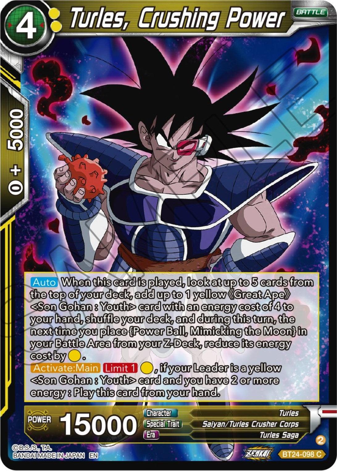 Turles, Crushing Power (BT24-098) [Beyond Generations] - Josh's Cards