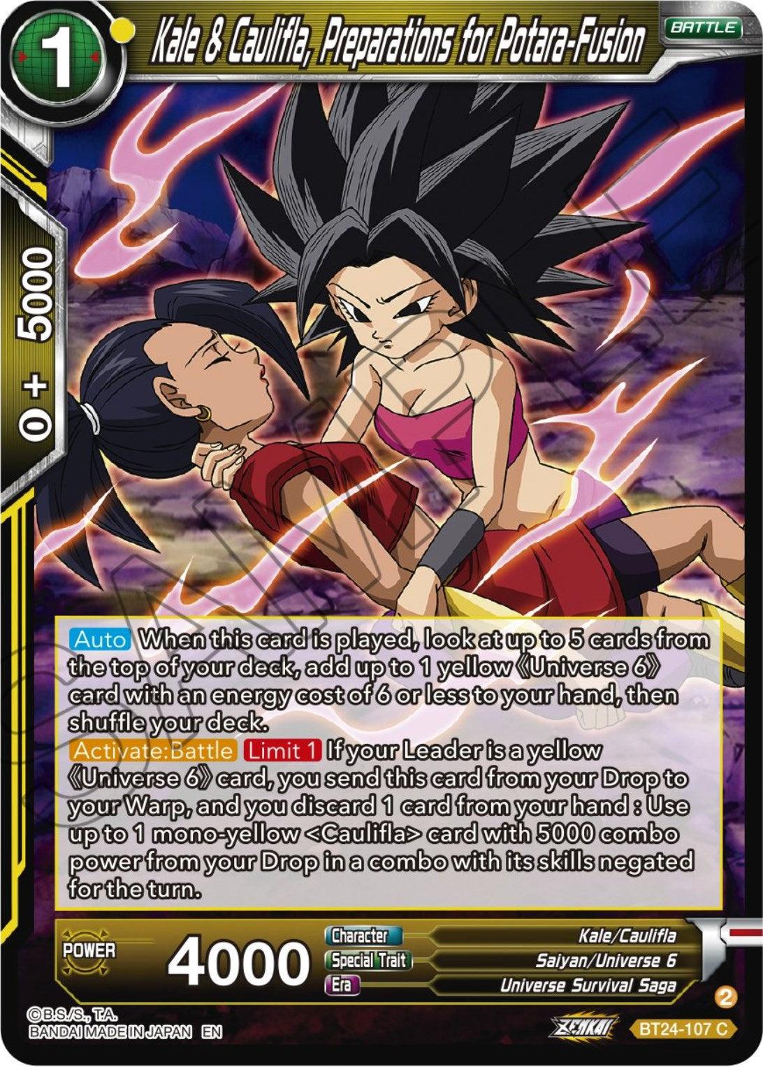 Kale & Caulifla, preparations for Potara-Fusion (BT24-107) [Beyond Generations] - Josh's Cards