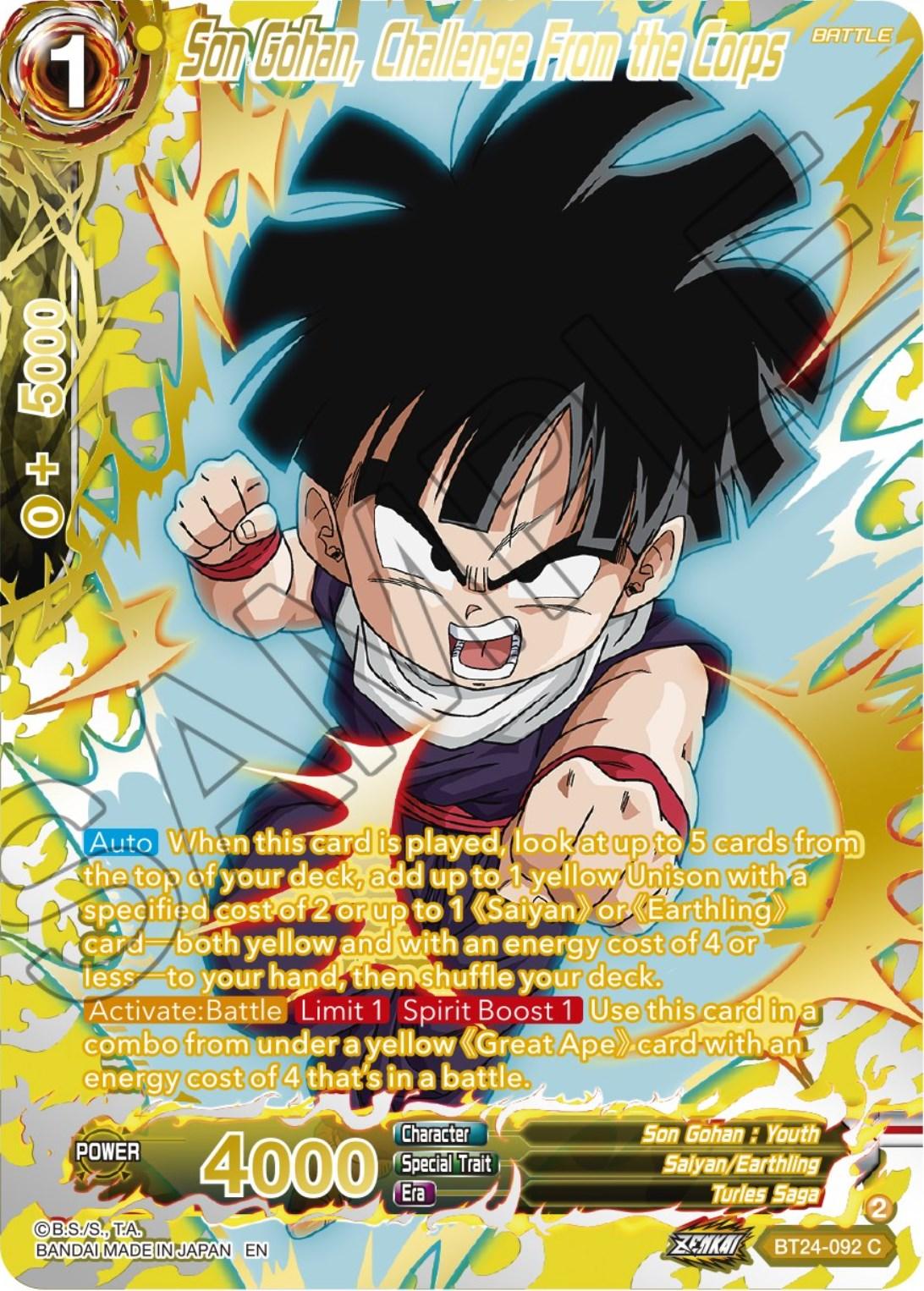 Son Gohan, Challenge From the Corps (Collector Booster) (BT24-092) [Beyond Generations] - Josh's Cards