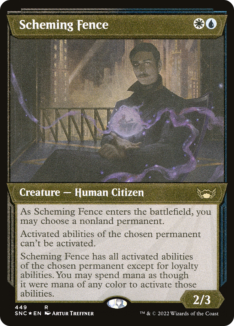Scheming Fence (SNC-449) - Streets of New Capenna: (Showcase) Etched Foil