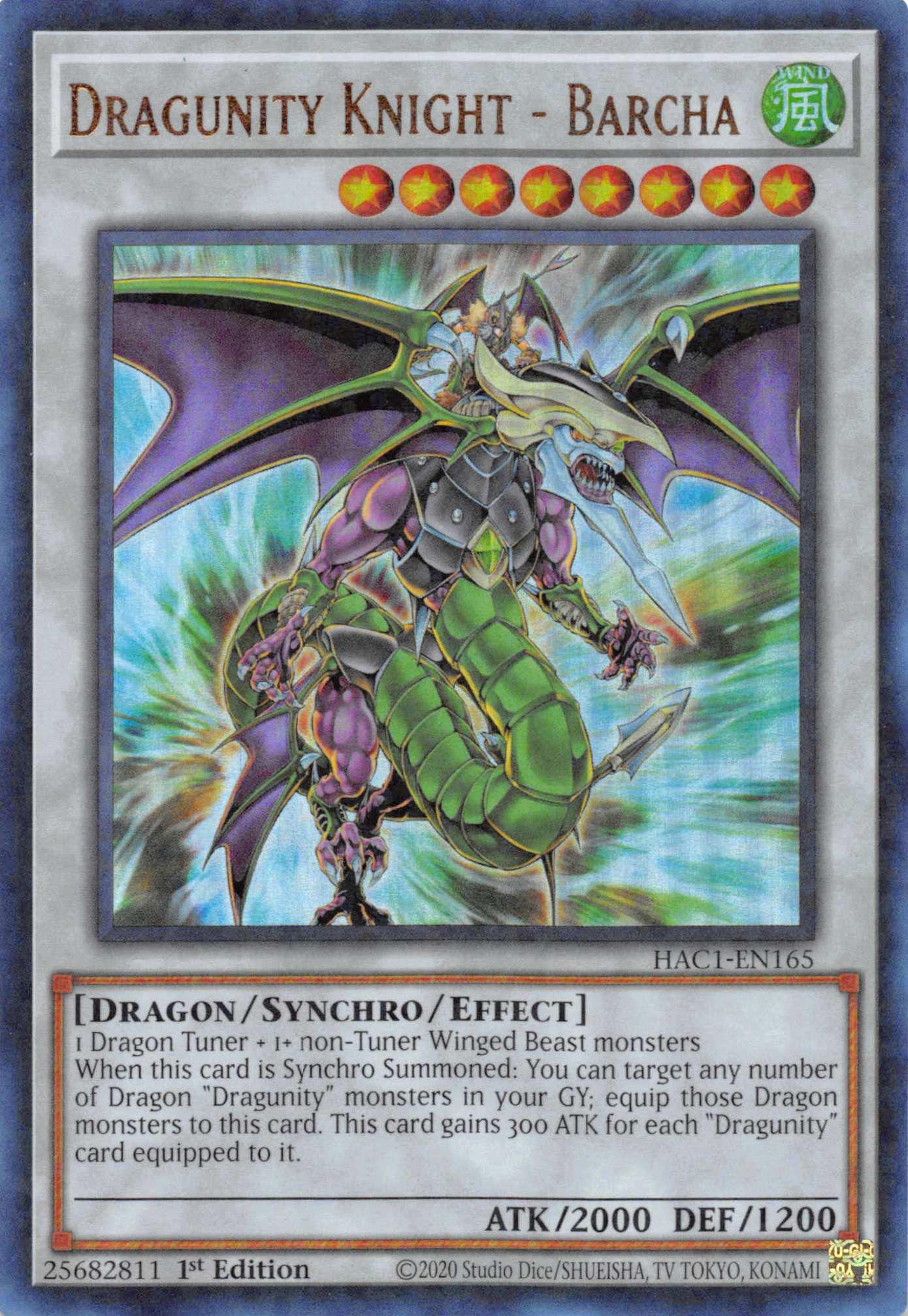 Dragunity Knight - Barcha (Duel Terminal) [HAC1-EN165] Parallel Rare - Josh's Cards