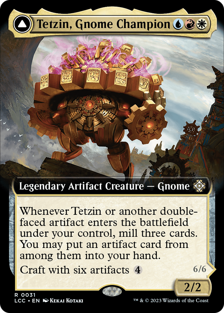 Tetzin, Gnome Champion // The Golden-Gear Colossus (LCC-031) - The Lost Caverns of Ixalan Commander: (Extended Art)