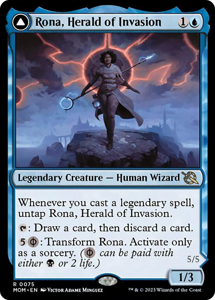Rona, Herald of Invasion // Rona, Tolarian Obliterator (MOM-075) - March of the Machine