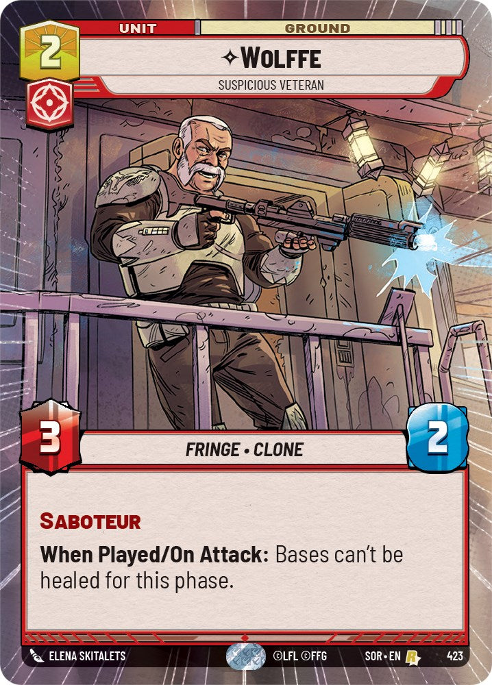 Wolffe - Suspicious Veteran (Hyperspace) (423) - Spark of Rebellion Foil