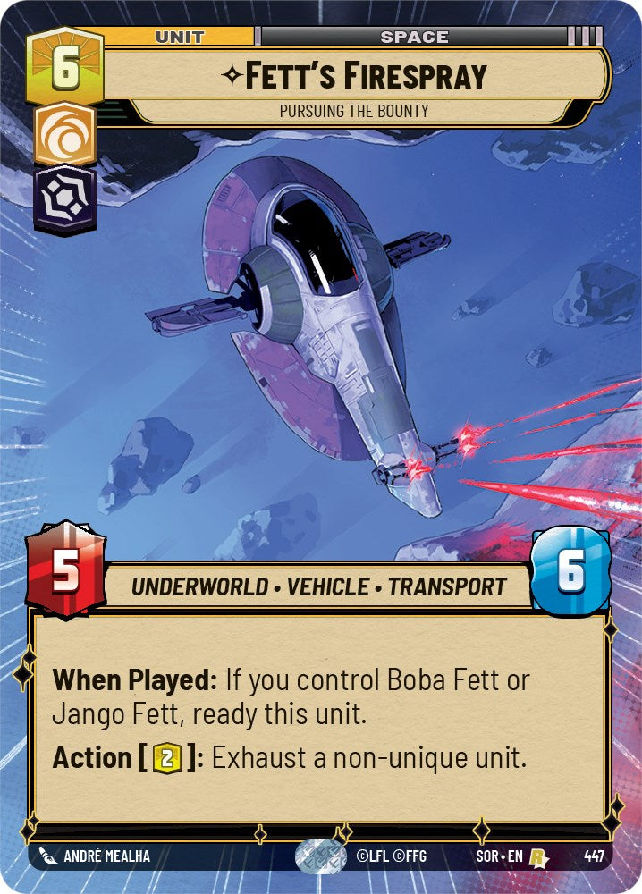 Fett's Firespray - Pursuing the Bounty (Hyperspace) (447) - Spark of Rebellion Foil
