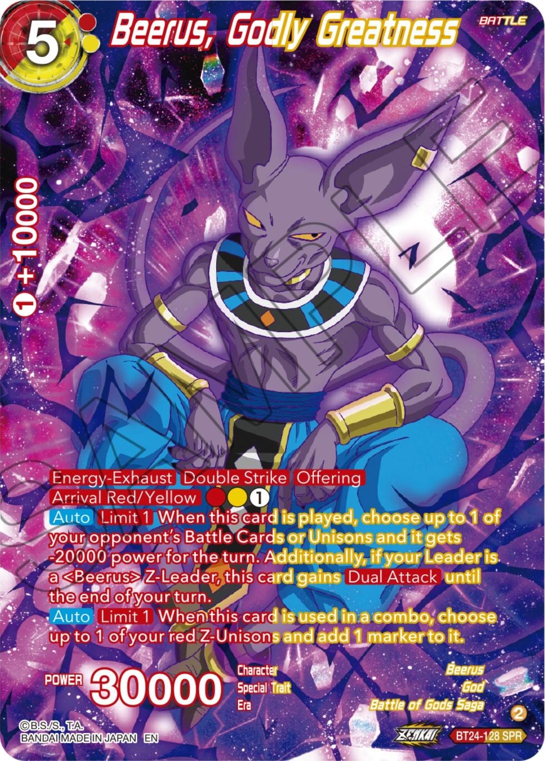 Beerus, Godly Greatness (SPR) (BT24-128) [Beyond Generations] - Josh's Cards