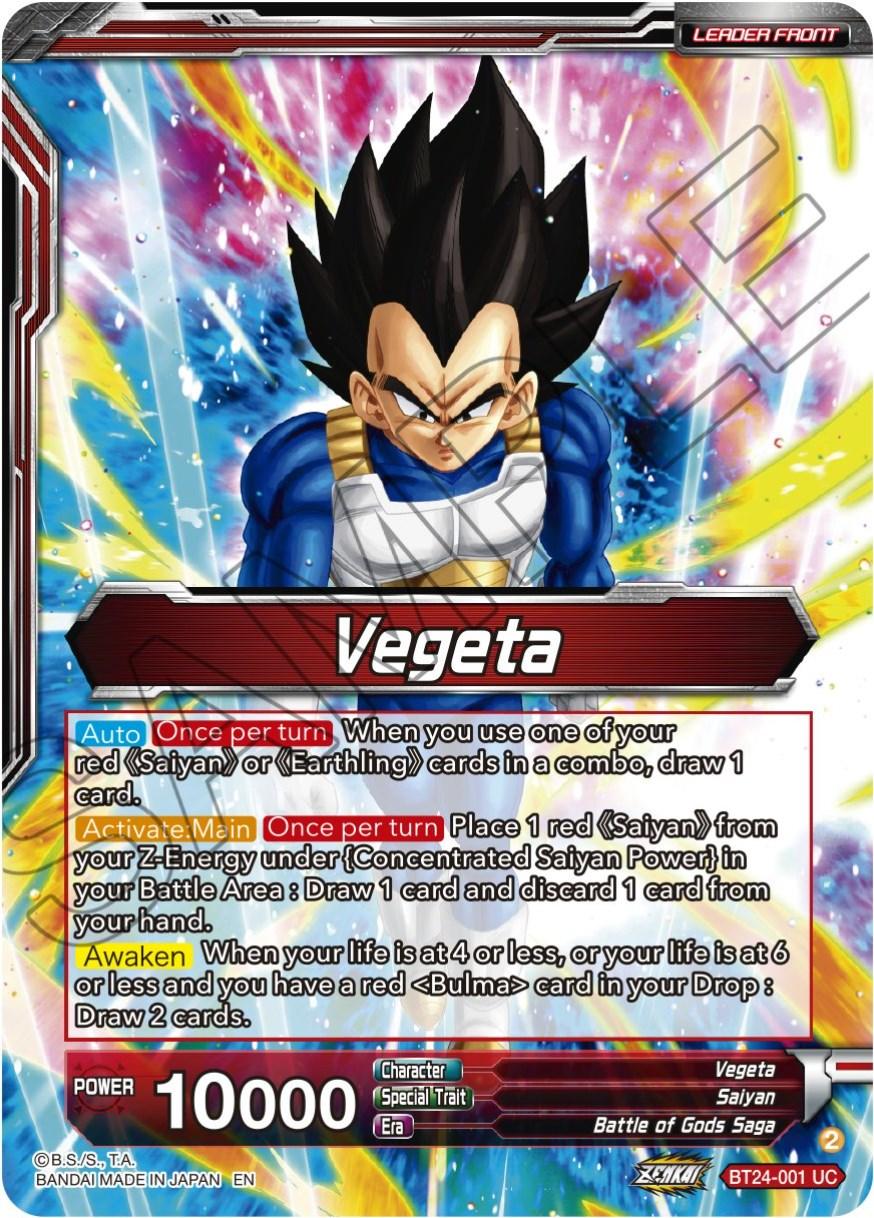 Vegeta // Vegeta, Awakened Feelings (SLR) (BT24-001) [Beyond Generations] - Josh's Cards