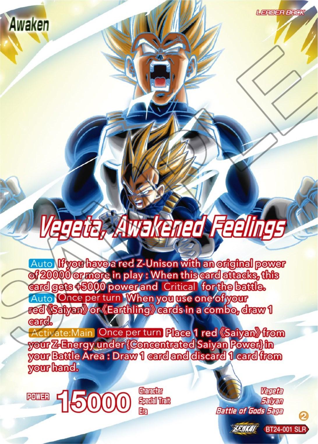 Vegeta // Vegeta, Awakened Feelings (SLR) (BT24-001) [Beyond Generations] - Josh's Cards