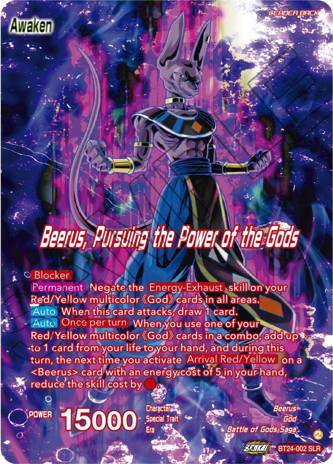Beerus // Beerus, Pursuing the Power of the Gods (SLR) (BT24-002) [Beyond Generations] - Josh's Cards