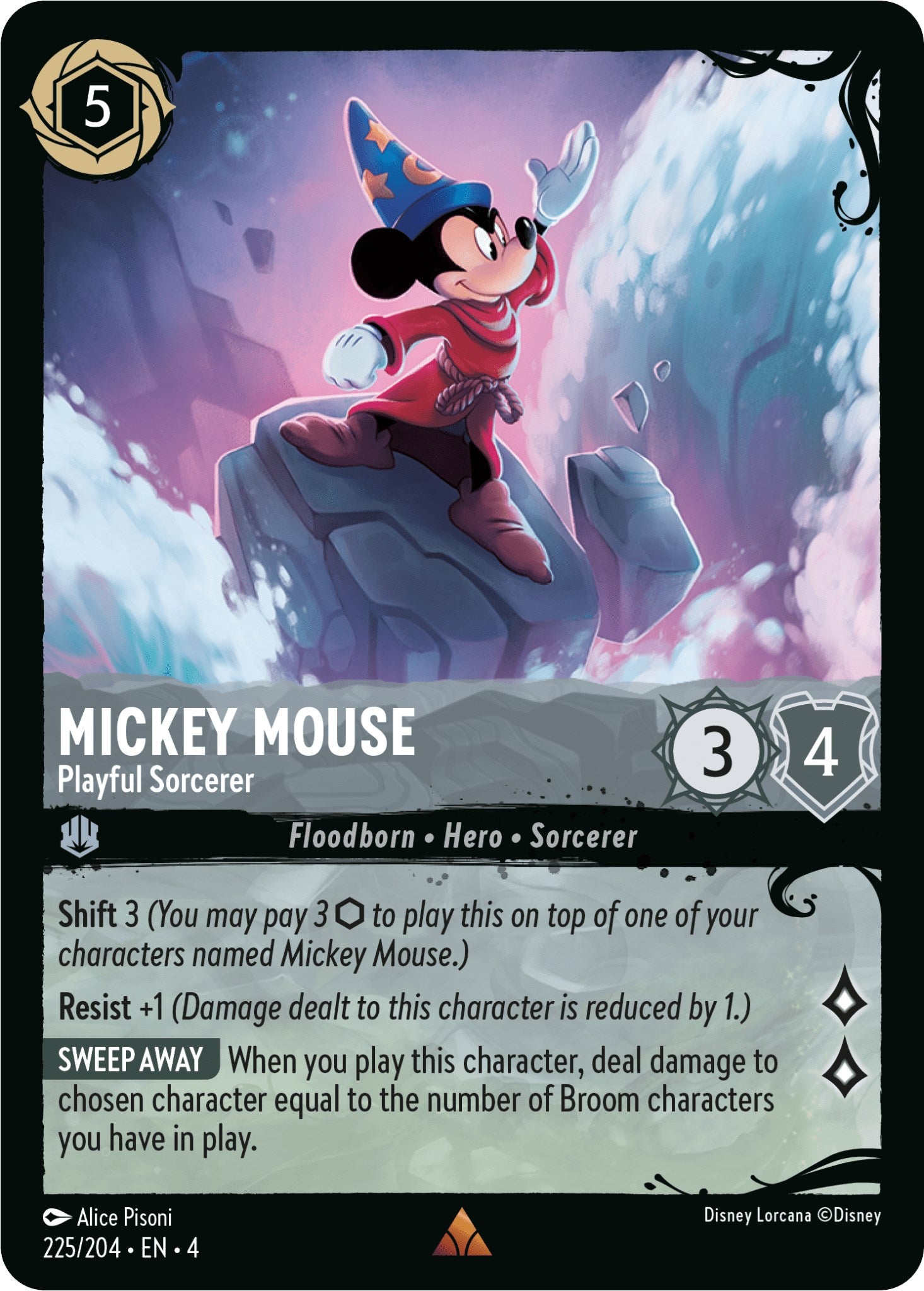 Mickey Mouse - Playful Sorcerer (225/204) (225/204) - Illumineers Quest Deep Trouble Cold Foil