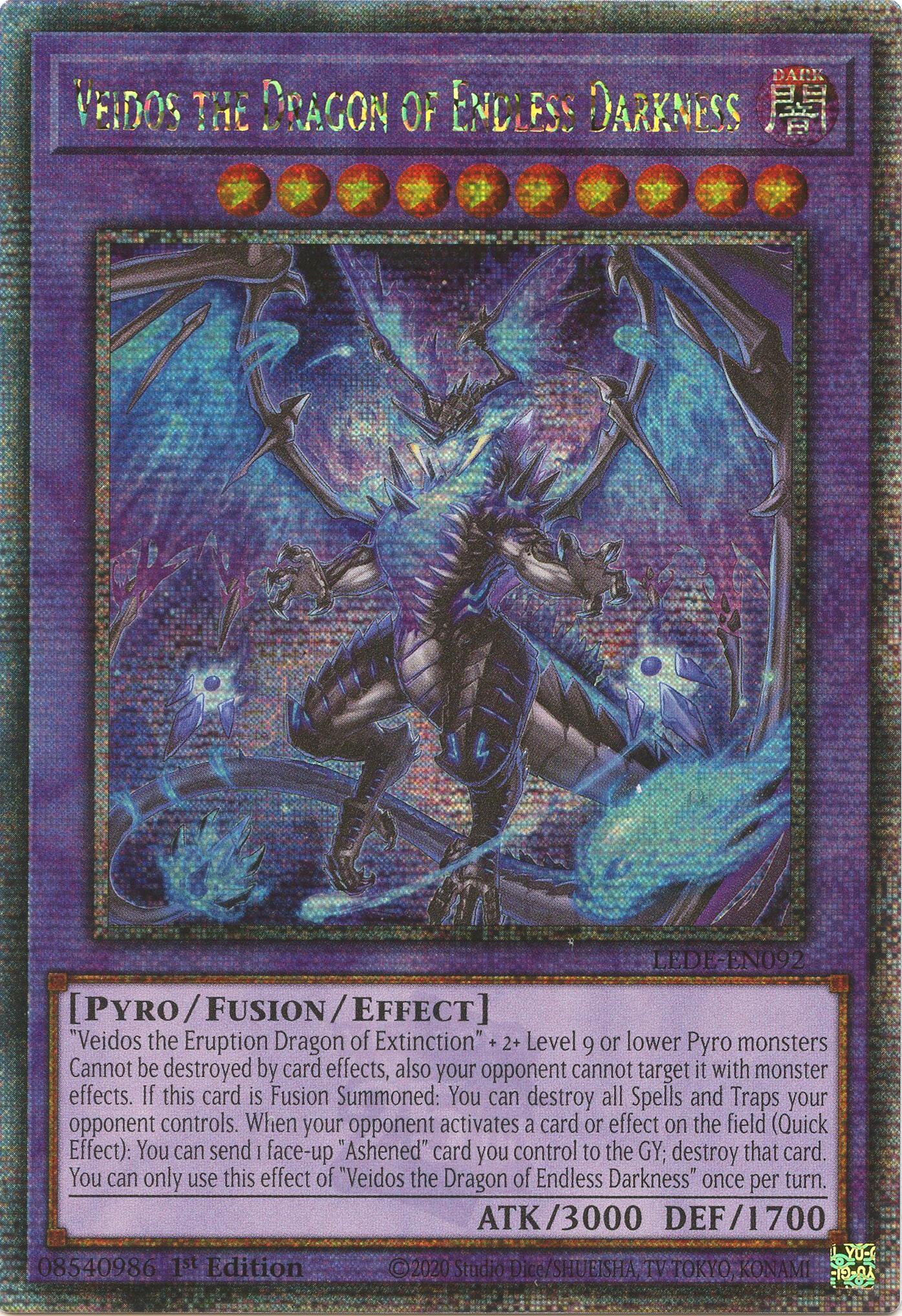 Veidos the Dragon of Endless Darkness (Quarter Century Secret Rare) (LEDE-EN092) - Legacy of Destruction 1st Edition