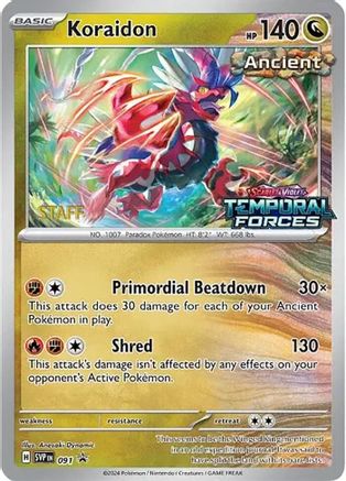 Koraidon (Prerelease) [Staff] 091 - SV Scarlet & Violet Promo Cards Holofoil