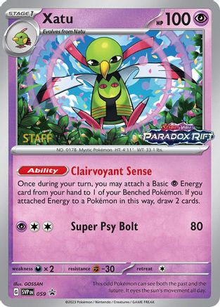 Xatu - 059 (Prerelease) [Staff] [59] (SV: Scarlet & Violet Promo Cards) Holofoil