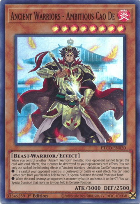 Ancient Warriors - Ambitious Cao De [ETCO-EN020] Super Rare - Josh's Cards