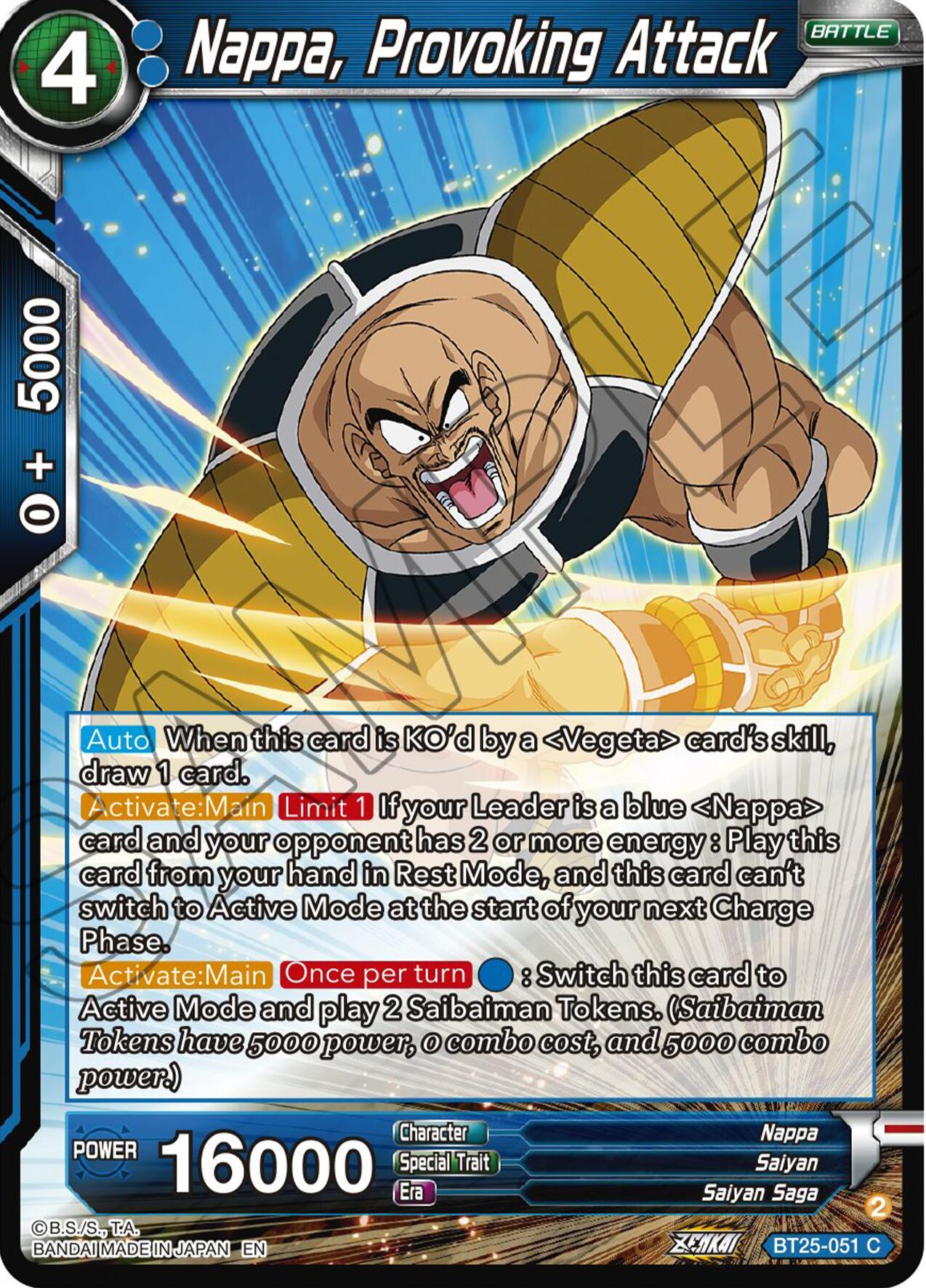 Nappa, Provoking Attack (BT25-051) [Legend of the Dragon Balls] Parallel Foil