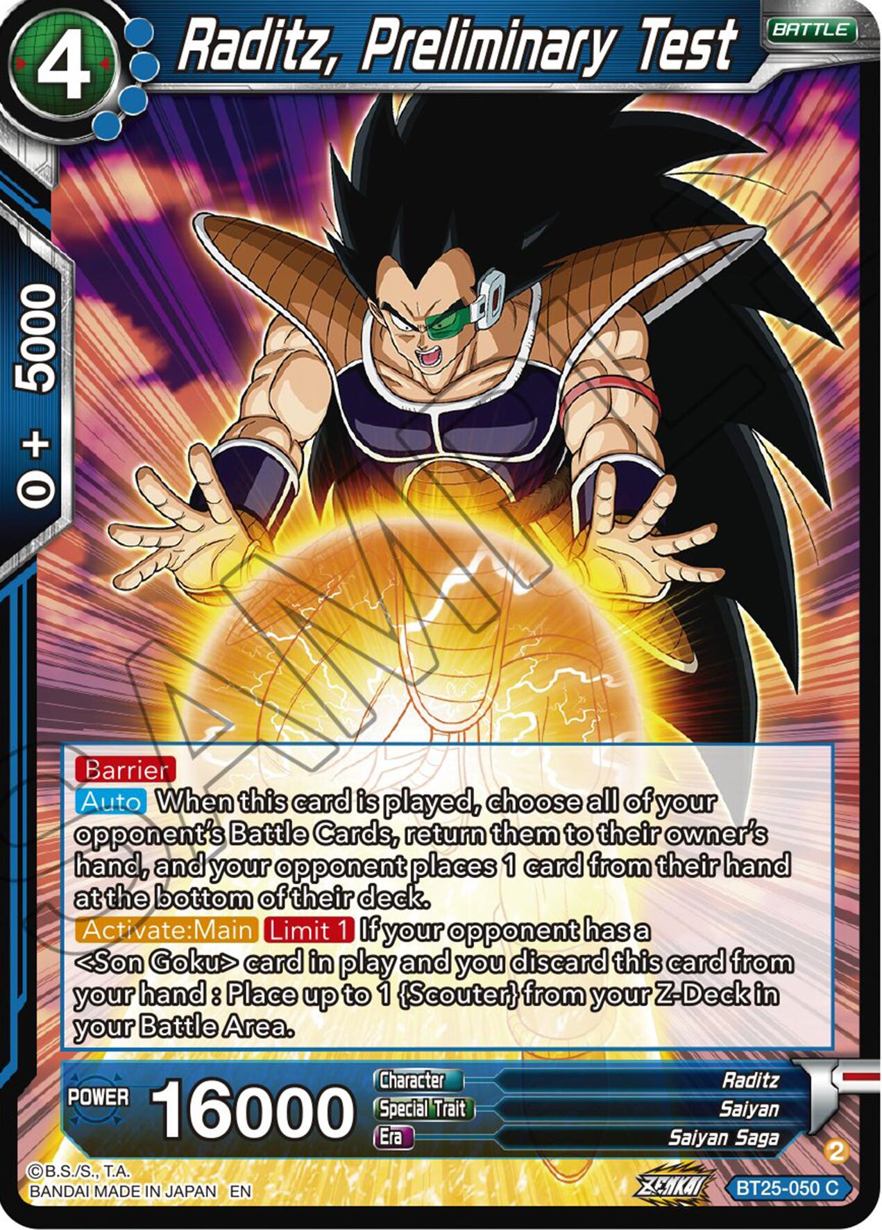 Raditz, Preliminary Test (BT25-050) [Legend of the Dragon Balls] Parallel Foil