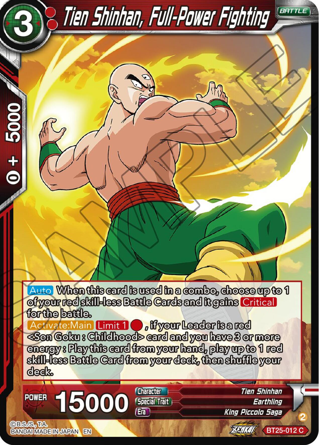 Tien Shinhan, Full-Power Fighting (BT25-012) [Legend of the Dragon Balls] Parallel Foil