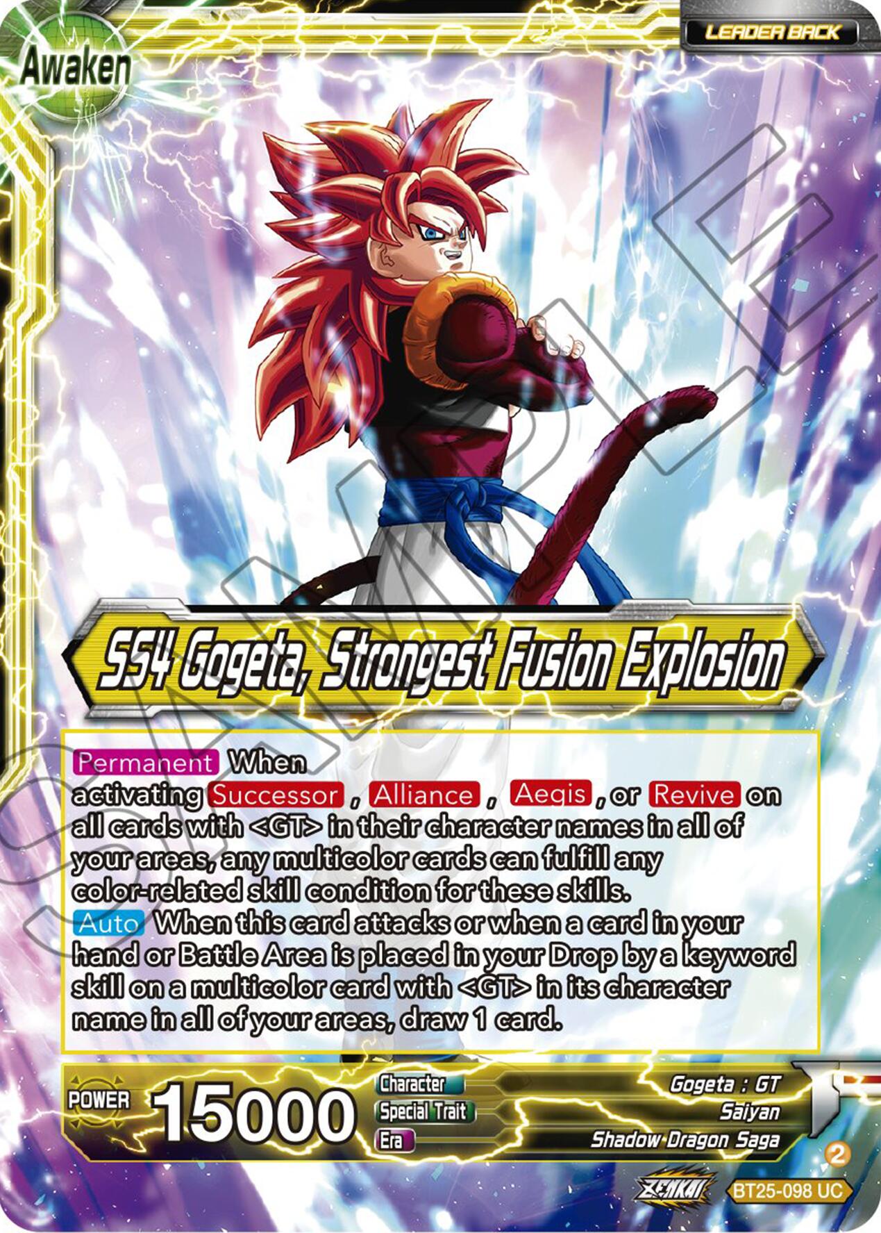 SS4 Son Goku & SS4 Vegeta // SS4 Gogeta, Strongest Fusion Explosion (BT25-098 UC) [Legend of the Dragon Balls] Parallel Foil
