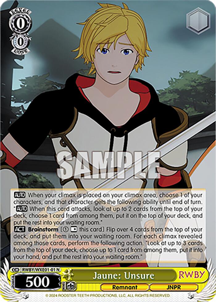 Jaune: Unsure (RWBY/WXE01-01 N) - RWBY Premium Booster