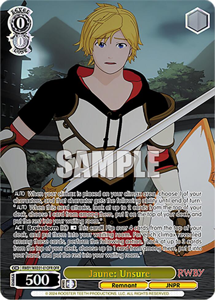 Jaune: Unsure (OFR) (RWBY/WXE01-01OFR OFR) - RWBY Premium Booster