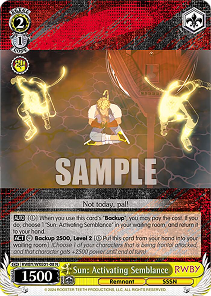 Sun: Activating Semblance (RWBY/WXE01-08 N) - RWBY Premium Booster