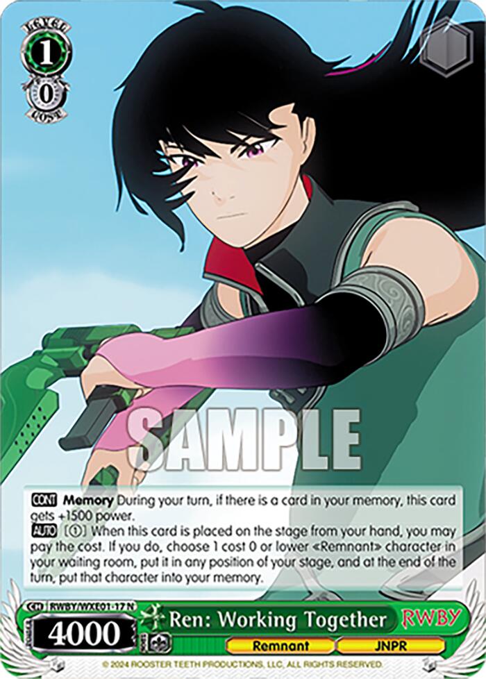 Ren: Working Together (RWBY/WXE01-17 N) - RWBY Premium Booster