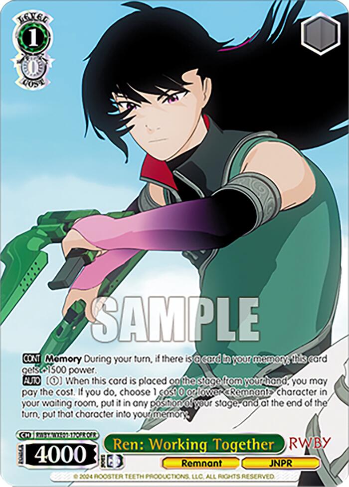 Ren: Working Together (OFR) (RWBY/WXE01-17OFR OFR) - RWBY Premium Booster