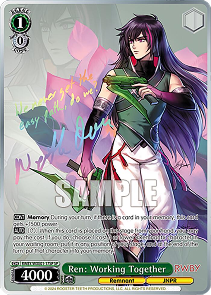 Ren: Working Together (SP) (RWBY/WXE01-17SP SP) - RWBY Premium Booster