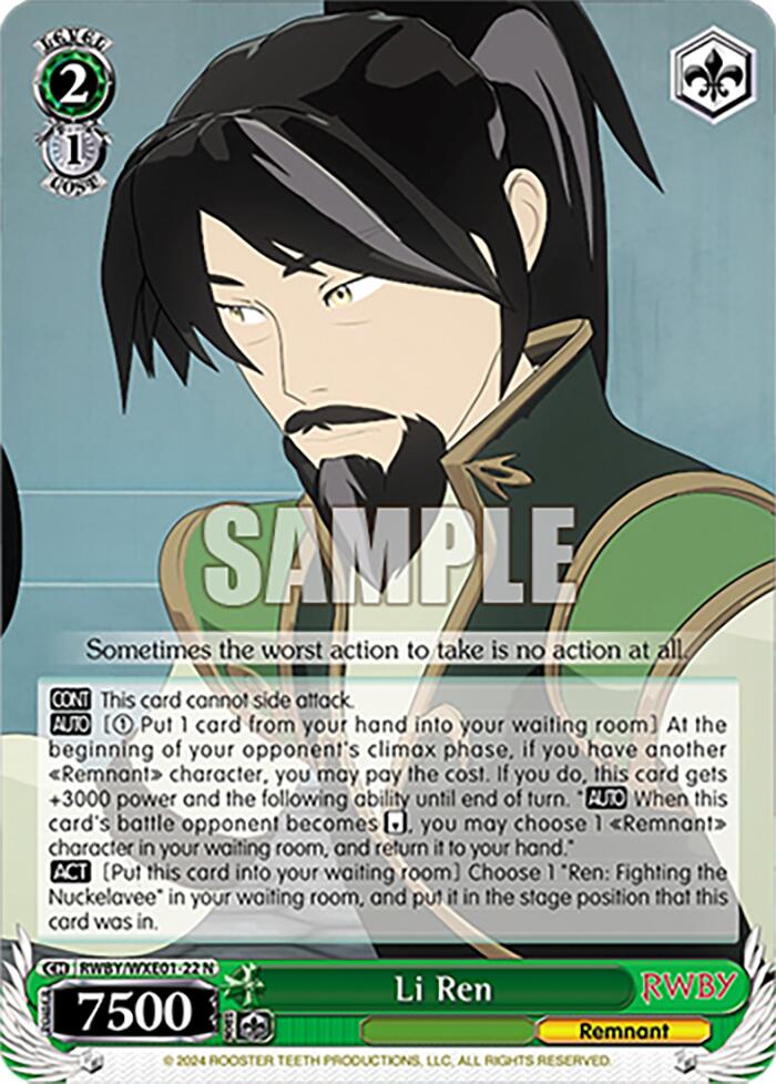 Li Ren (RWBY/WXE01-22 N) - RWBY Premium Booster