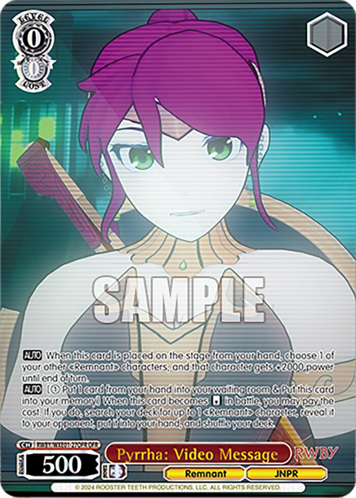 Pyrrha: Video Message (OFR) (RWBY/WXE01-27OFR OFR) - RWBY Premium Booster