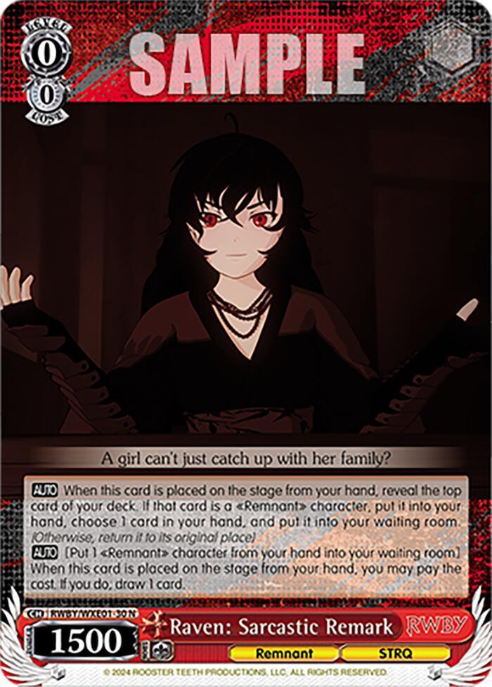 Raven: Sarcastic Remark (RWBY/WXE01-30 N) - RWBY Premium Booster