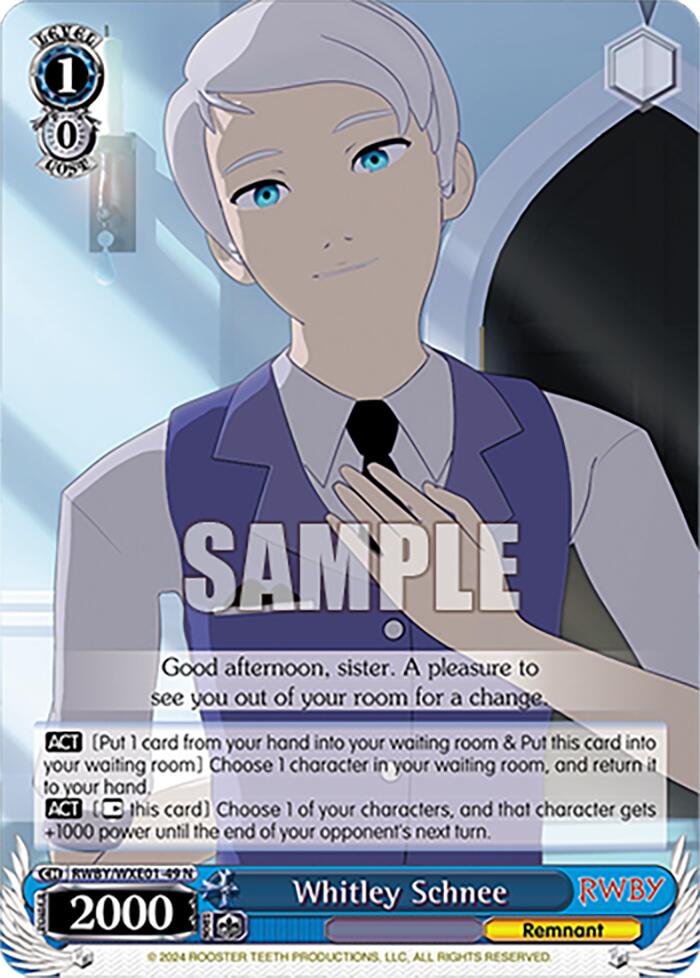 Whitley Schnee (RWBY/WXE01-49 N) - RWBY Premium Booster