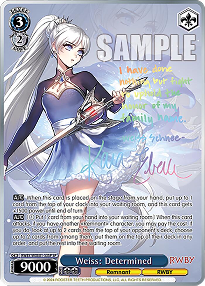 Weiss: Determined (SP) (RWBY/WXE01-53SP SP) - RWBY Premium Booster