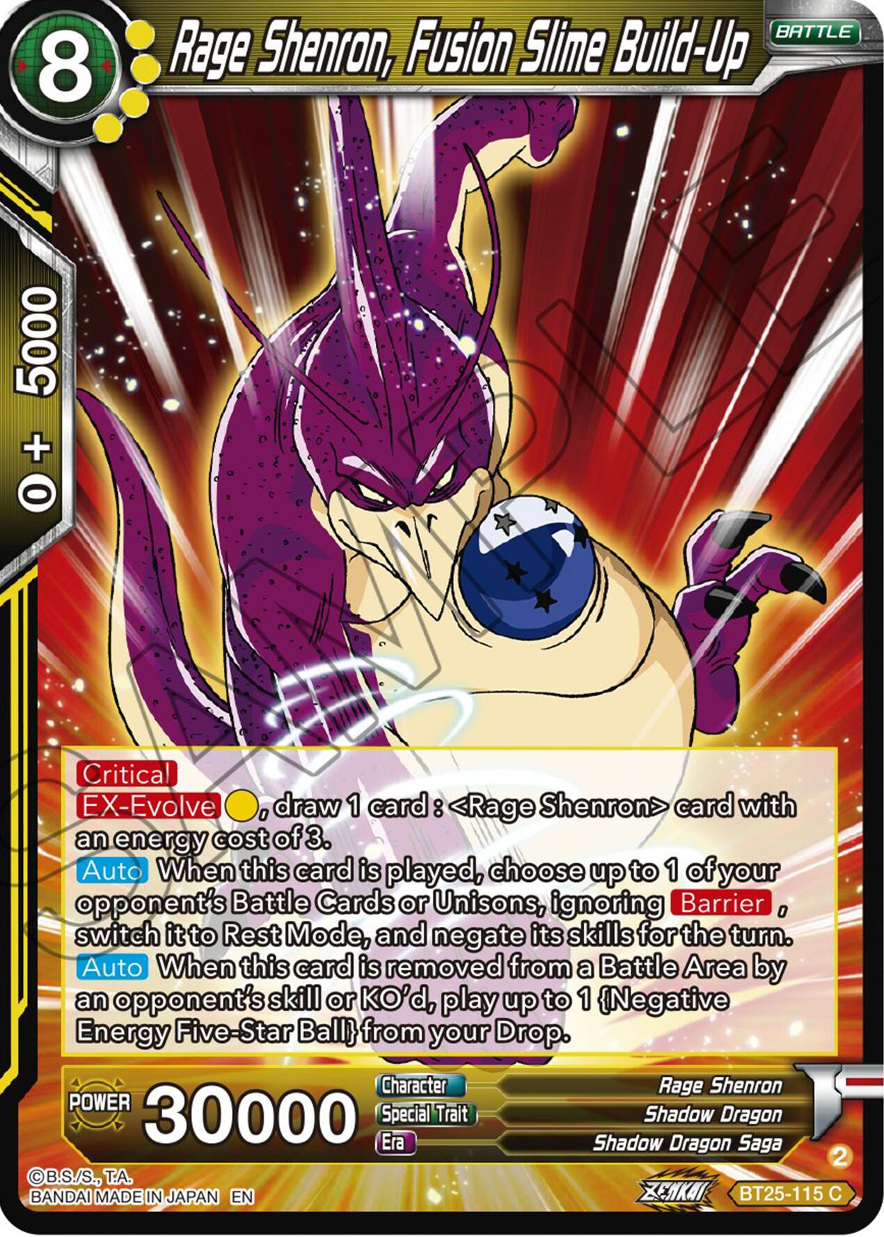 Rage Shenron, Fusion Slime Build-Up (BT25-115) [Legend of the Dragon Balls] Parallel Foil