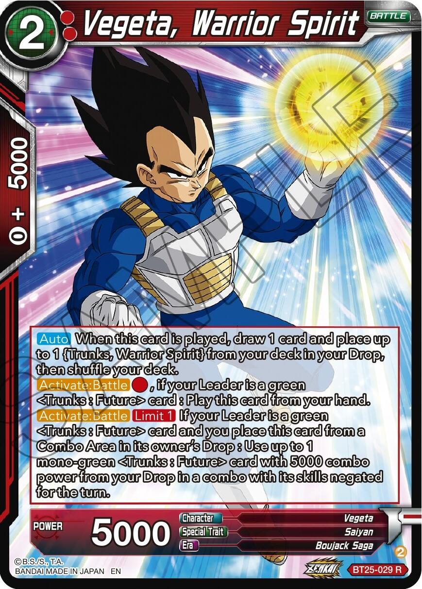 Vegeta, Warrior Spirit (BT25-029) [Legend of the Dragon Balls] Parallel Foil
