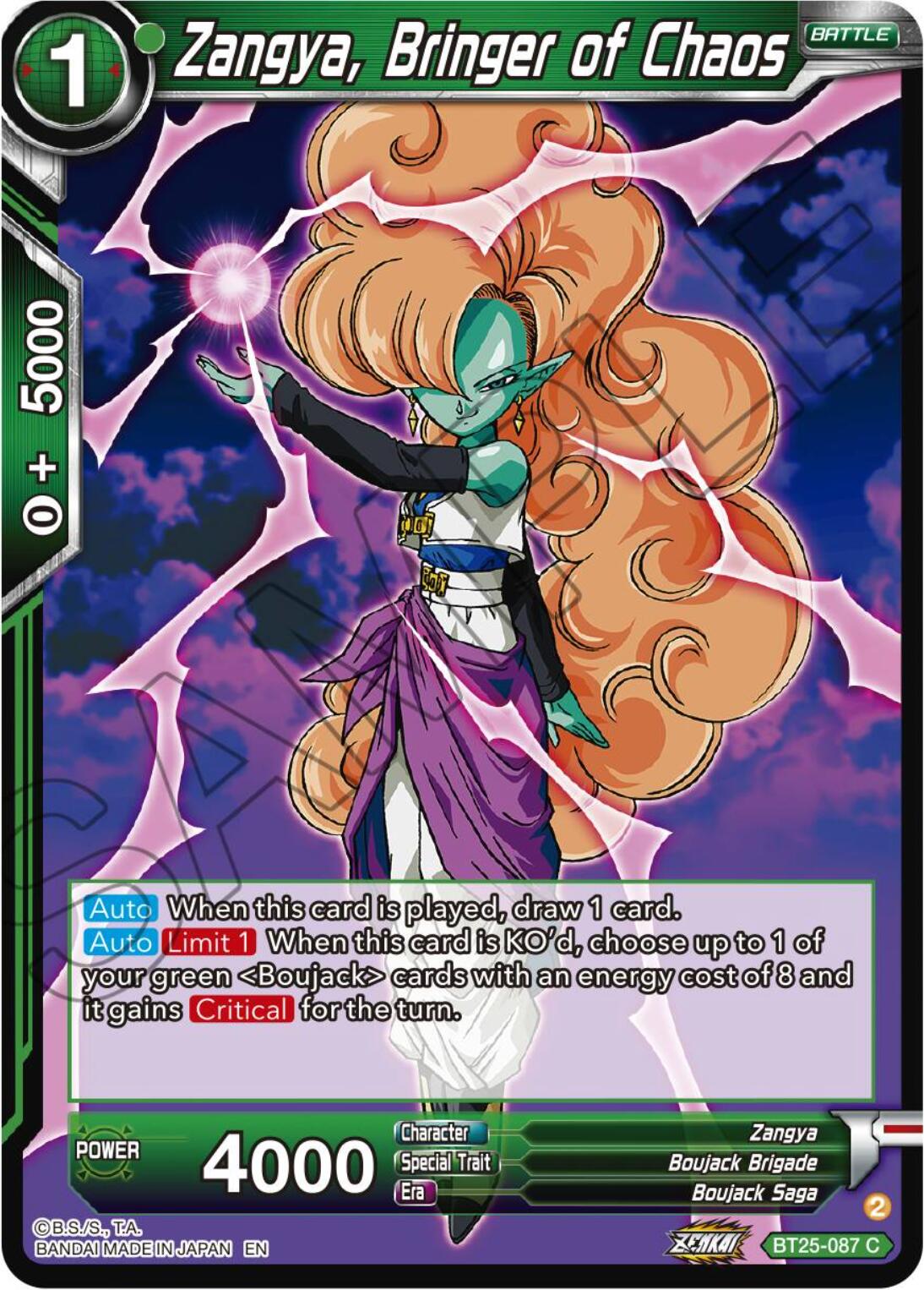 Zangya, Bringer of Chaos (BT25-087) [Legend of the Dragon Balls] Parallel Foil