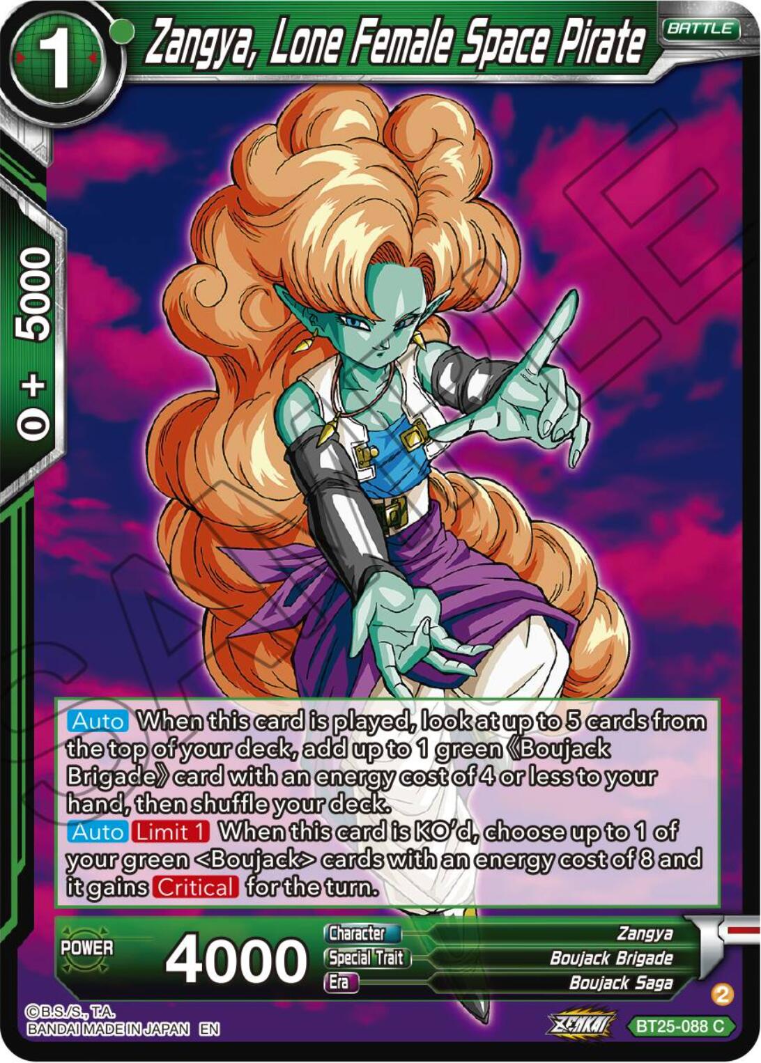 Zangya, Lone Female Space Pirate (BT25-088) [Legend of the Dragon Balls] Parallel Foil