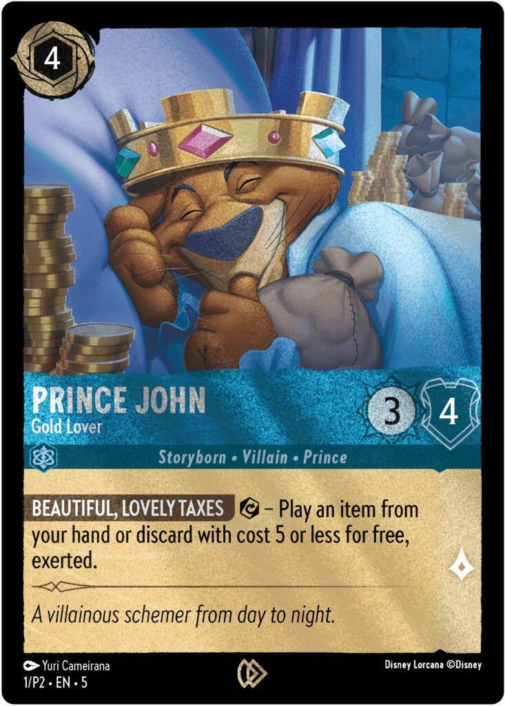 Prince John - Gold Lover (1) - Disney Lorcana Promo Cards Cold Foil