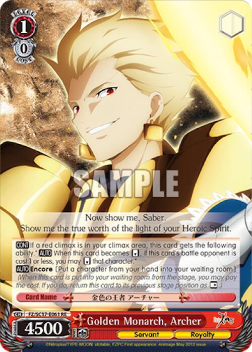Golden Monarch, Archer (FZ/SC17-E061 RE) - Fate/Zero Chronicle Set